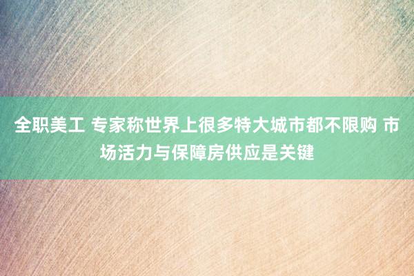 全职美工 专家称世界上很多特大城市都不限购 市场活力与保障房供应是关键